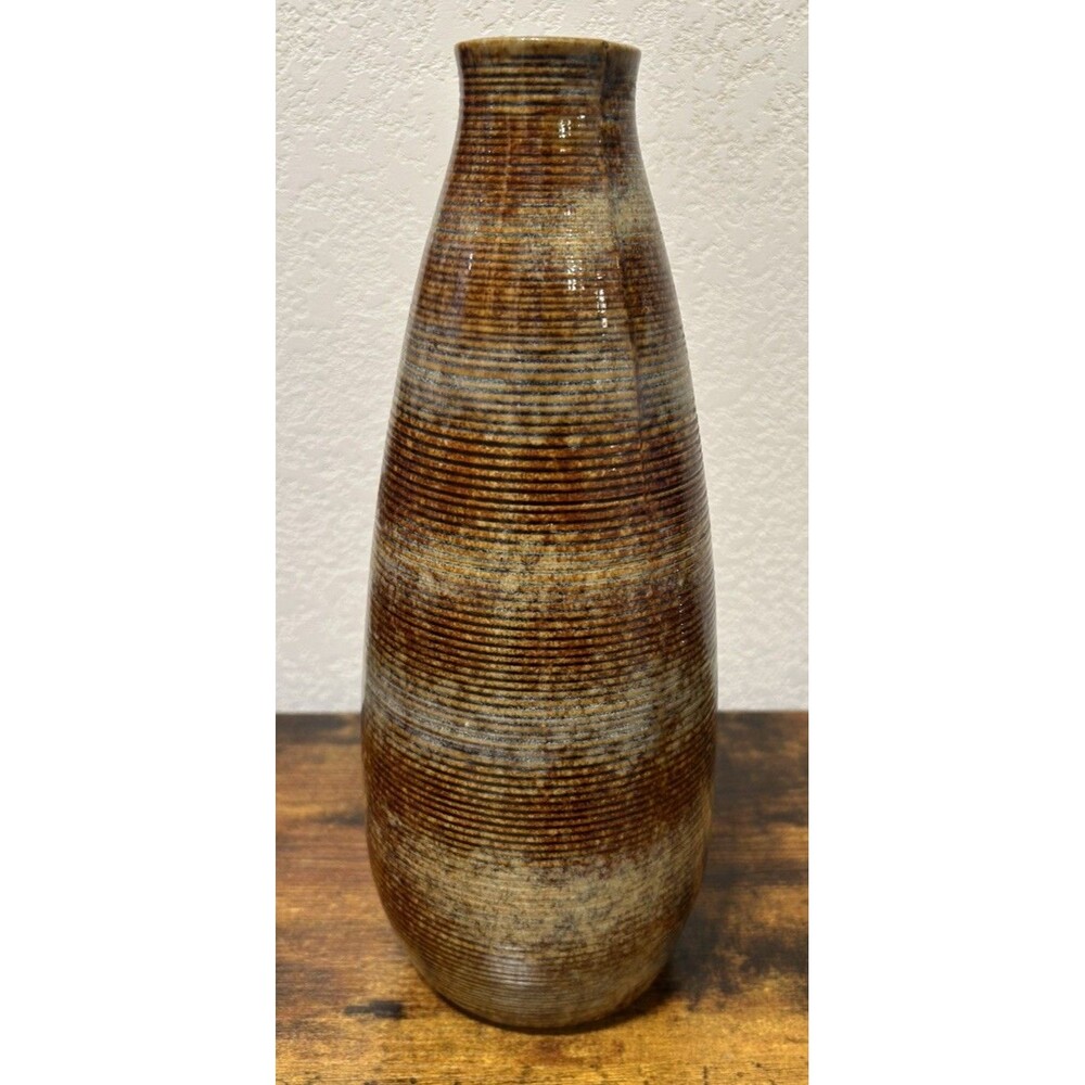 Large Vintage MCM Glazed Studio Pottery /Ceramic Vase numbered 0543